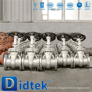 Didtek Válvula de compuerta de extremo de brida accionada por engranaje de acero inoxidable con dimensiones
